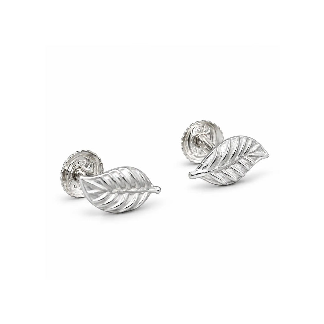 Elegant Leaf Motif Silver Stud Earrings - Made With Pure 925 Silver