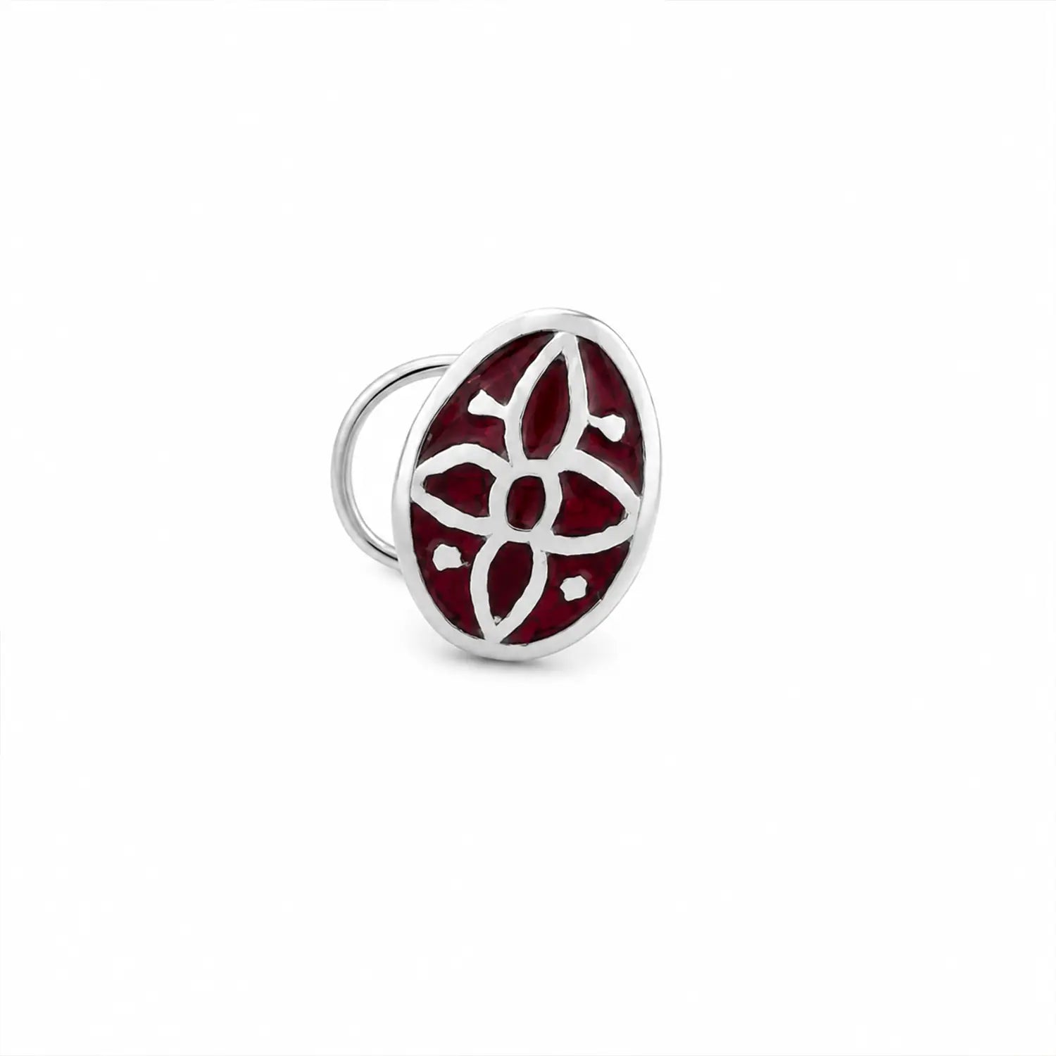 Floral Enamel Sterling Silver Nose Pin- Made With Pure 925 Silver