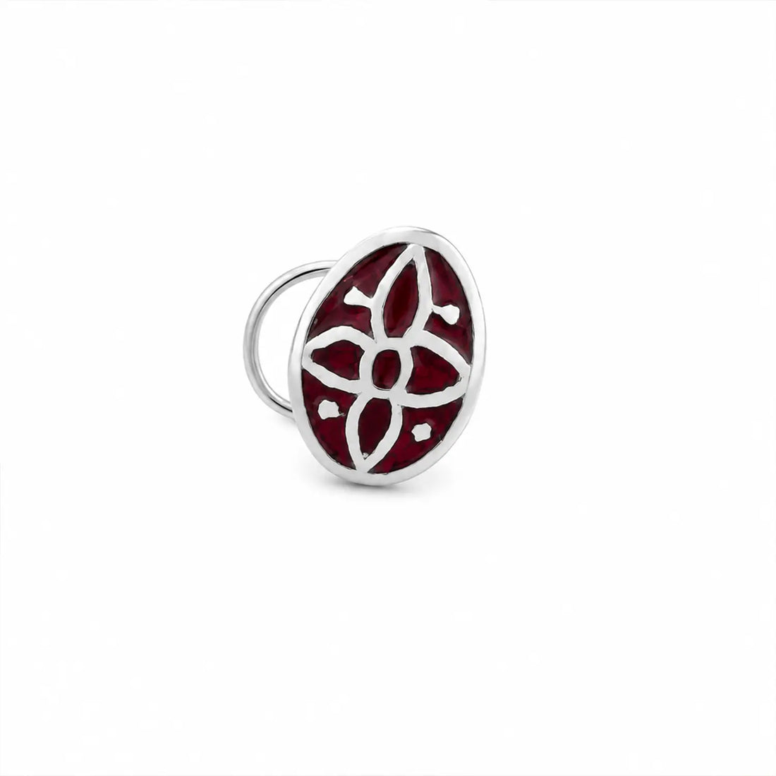 Floral Enamel Sterling Silver Nose Pin- Made With Pure 925 Silver