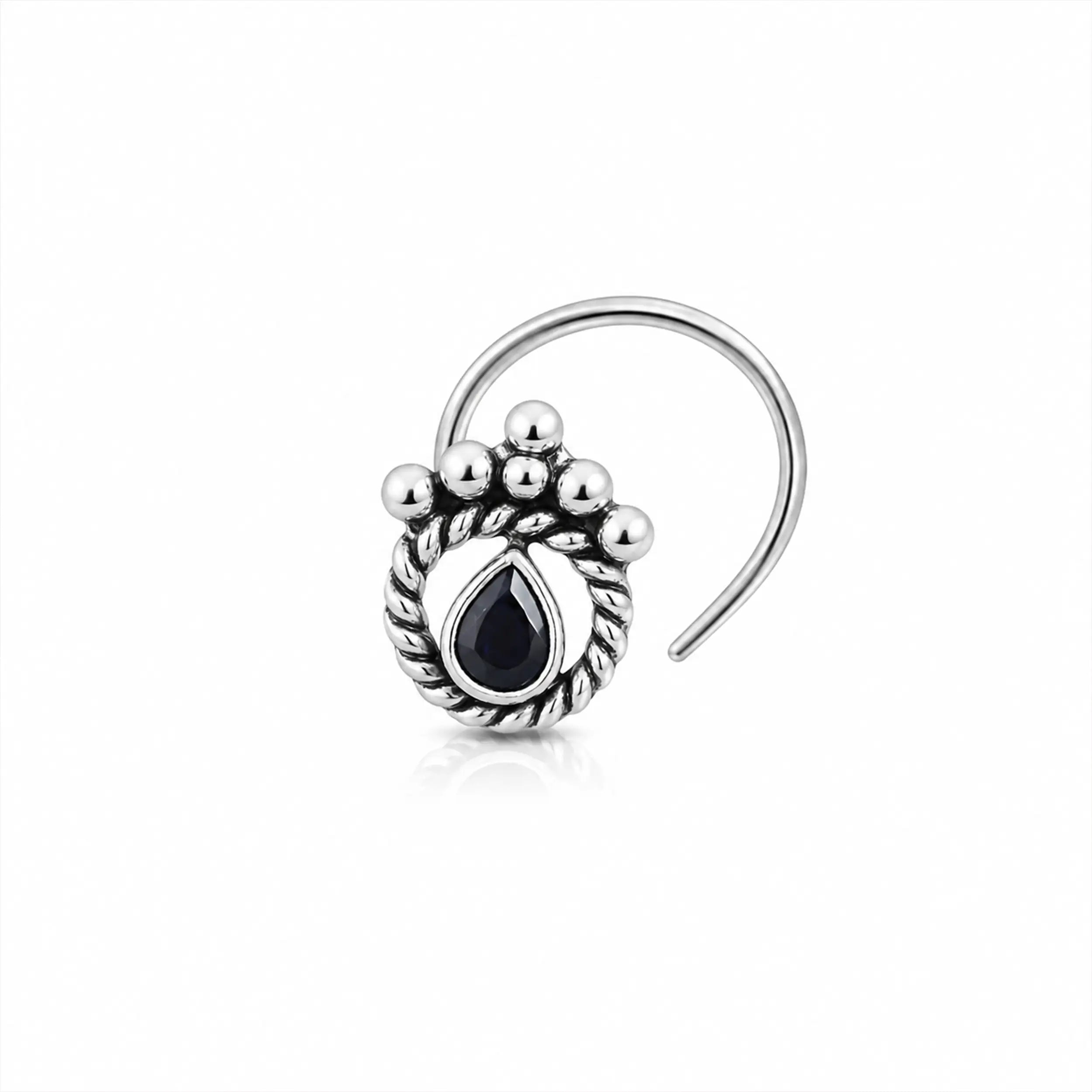 Royal Oxidised Silver Nose Pin- Made With Pure 925 Silver
