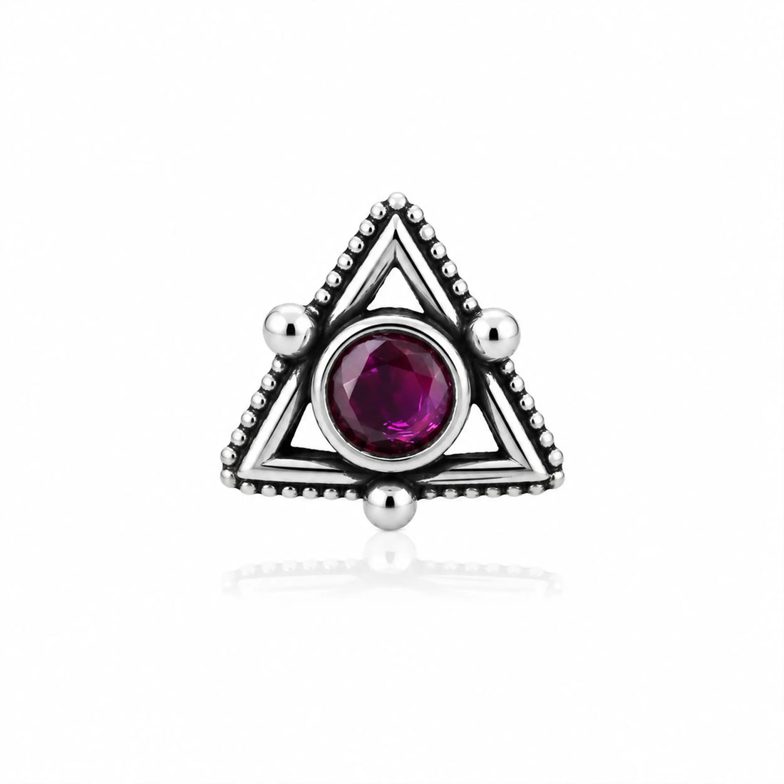 Tribal Triangle Oxidized Silver Nose Pin- Made With Pure 925 Silver