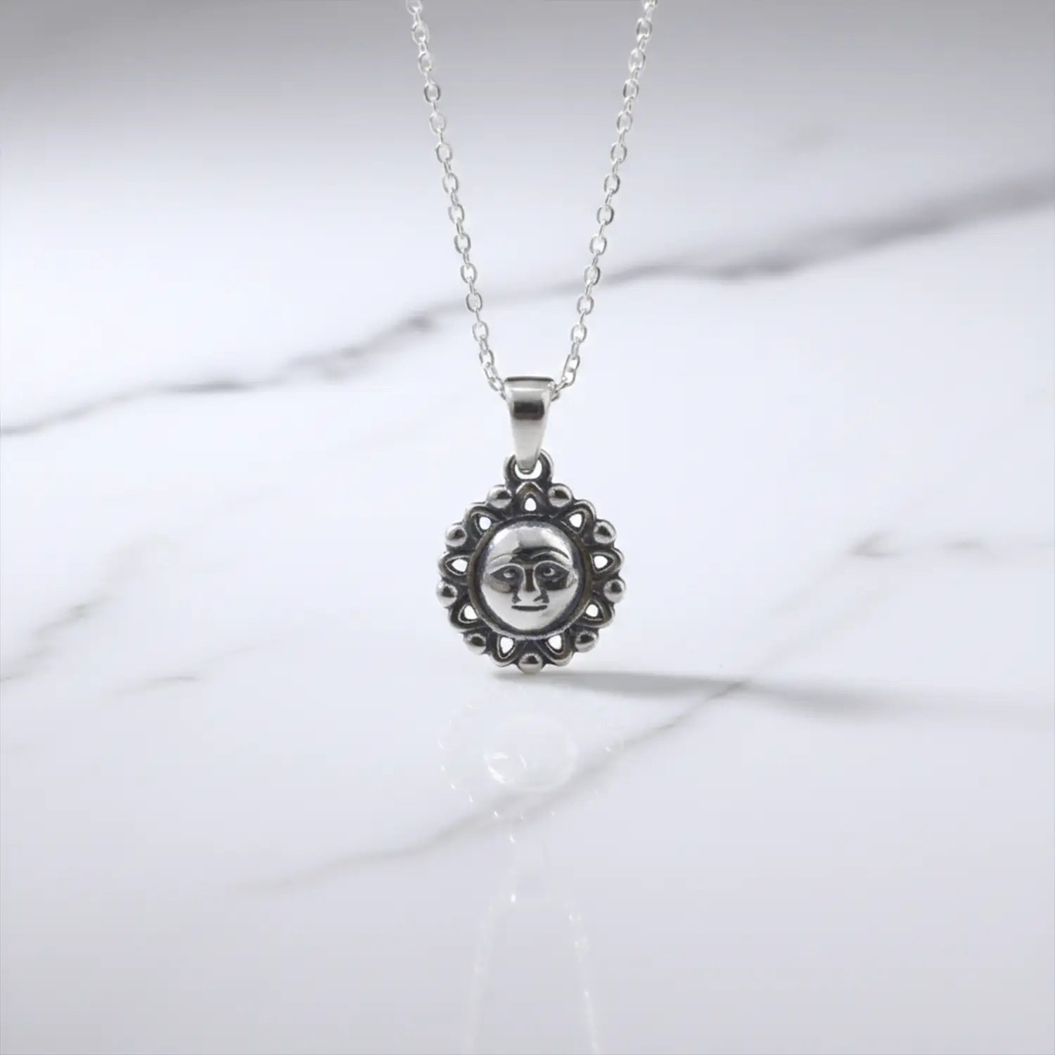 Divine Sterling Silver Sun Face Pendant - Made With 925 Pure Silver