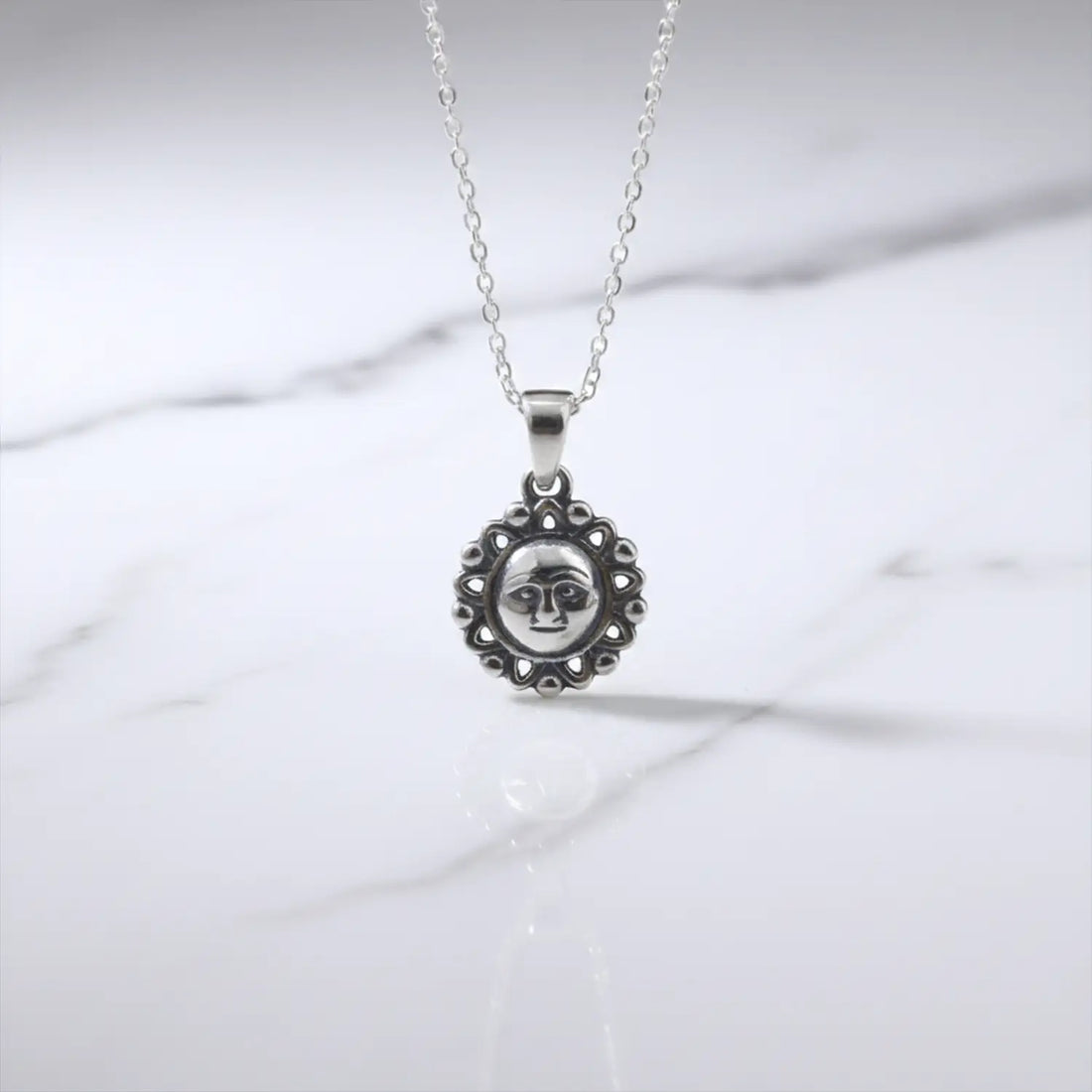 Divine Sterling Silver Sun Face Pendant - Made With 925 Pure Silver