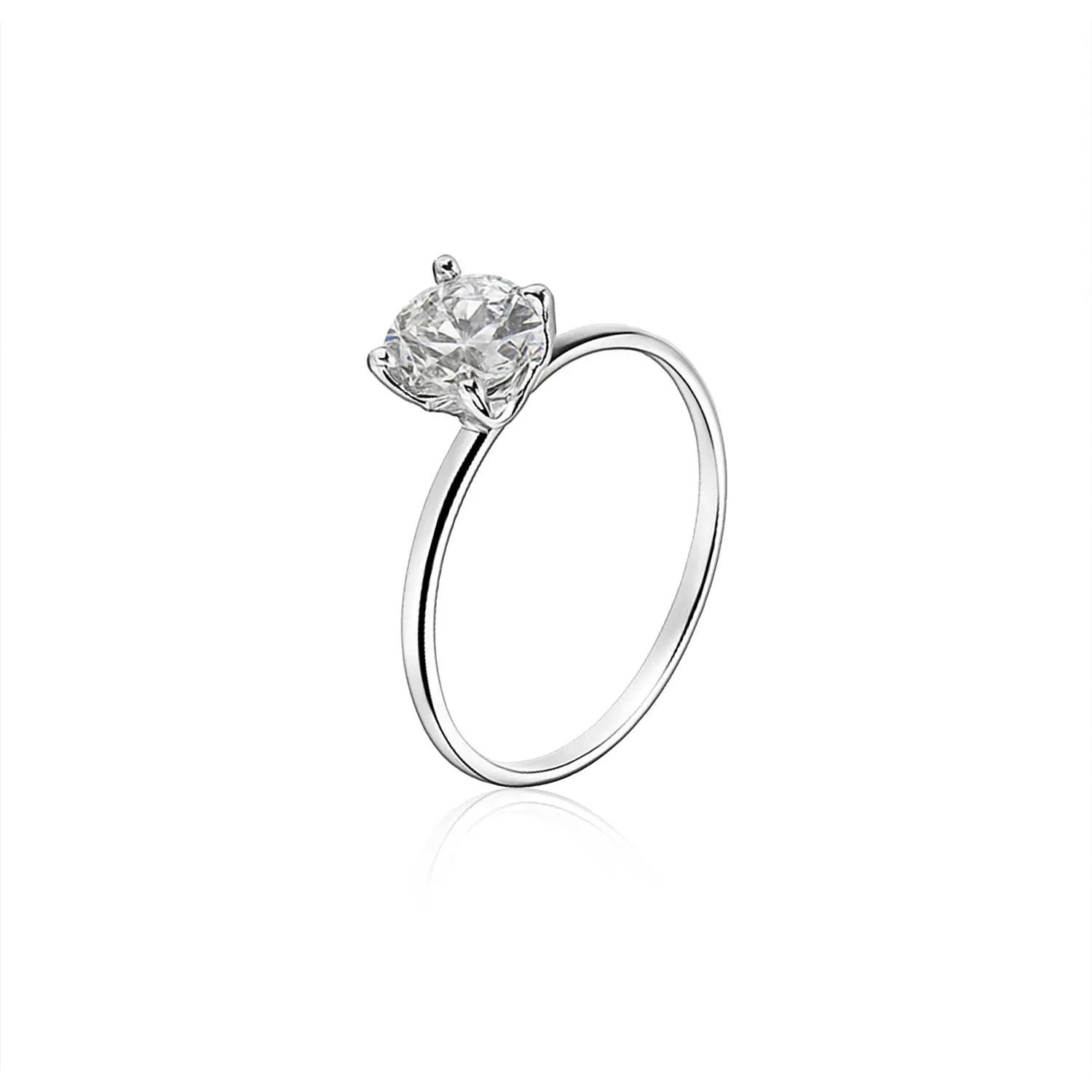 Classic Single Solitaire Silver Ring - Made With Pure 925 Silver