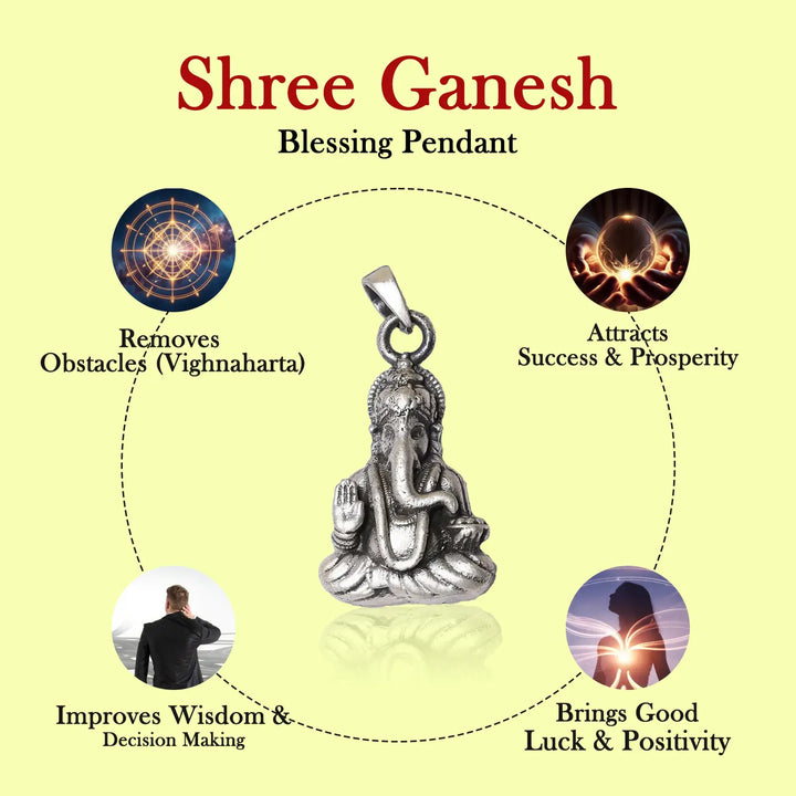 Shubh Aarambh Ganesh Silver Pendant - Made With 925 Pure Silver