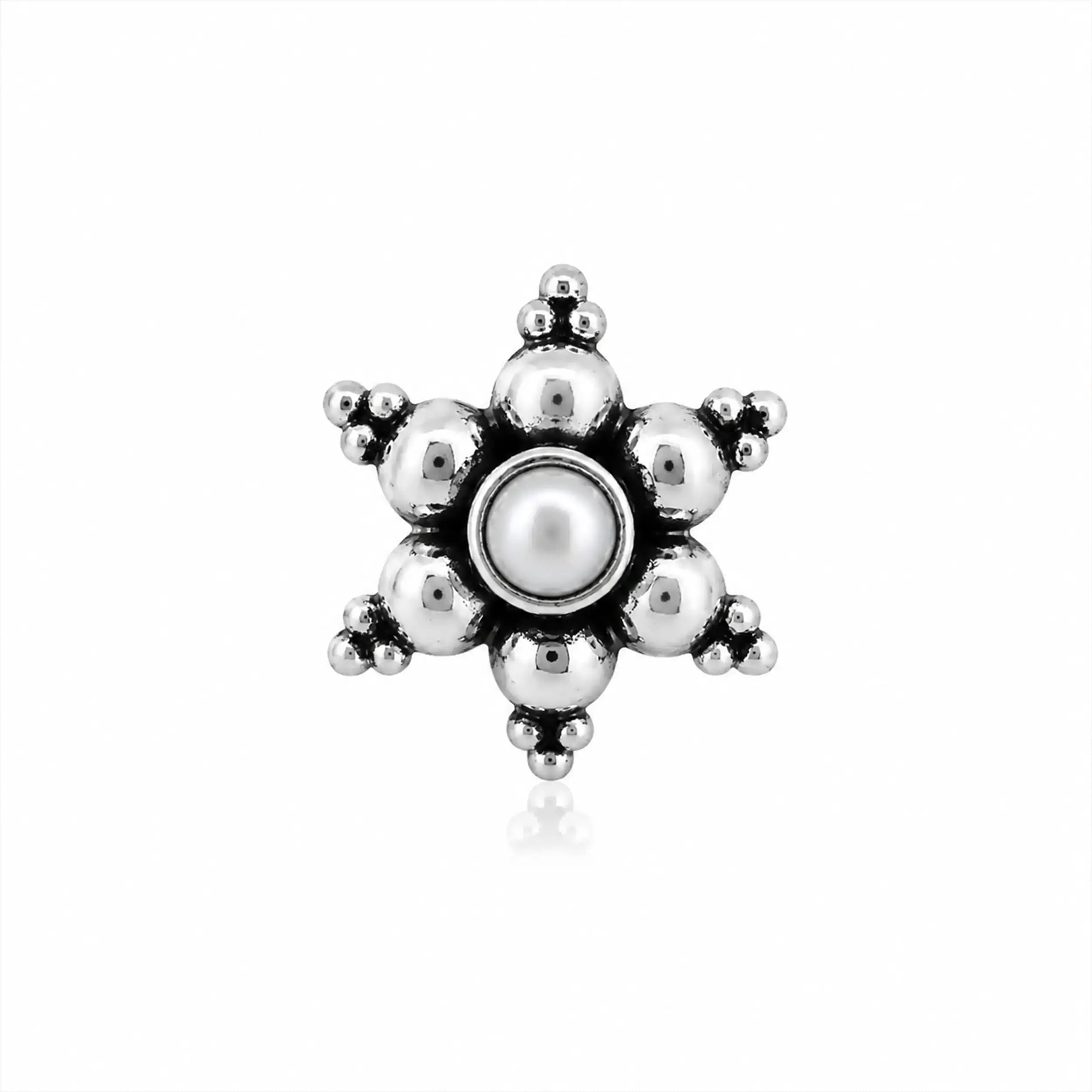 Starburst Oxidized Silver Nose Pin- Made With Pure 925 Silver