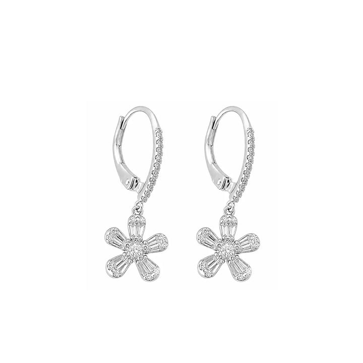 Elegant Floral Drop Earrings - Made With Pure 925 Silver