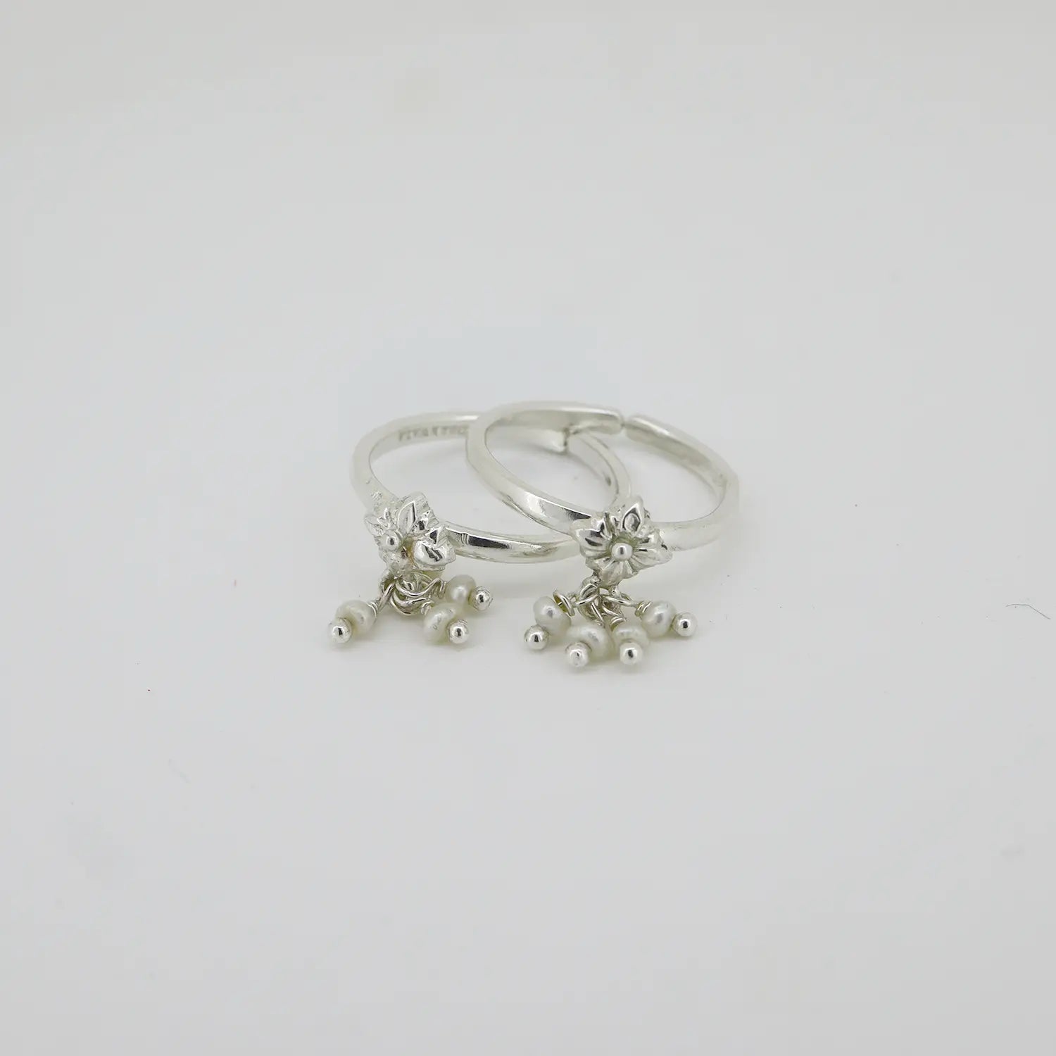 Floral Charm Silver Toe Rings- Made With Pure 925 Silver
