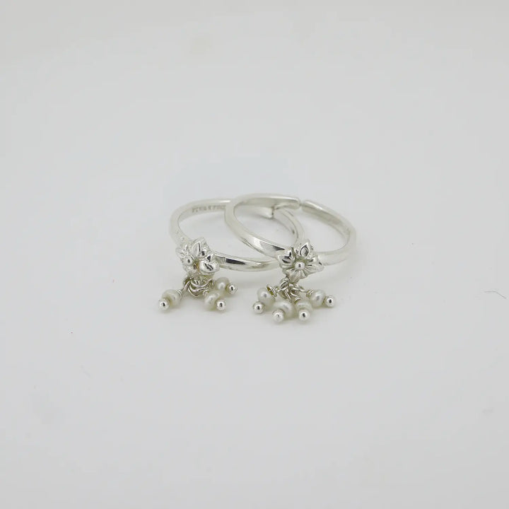 Floral Charm Silver Toe Rings- Made With Pure 925 Silver