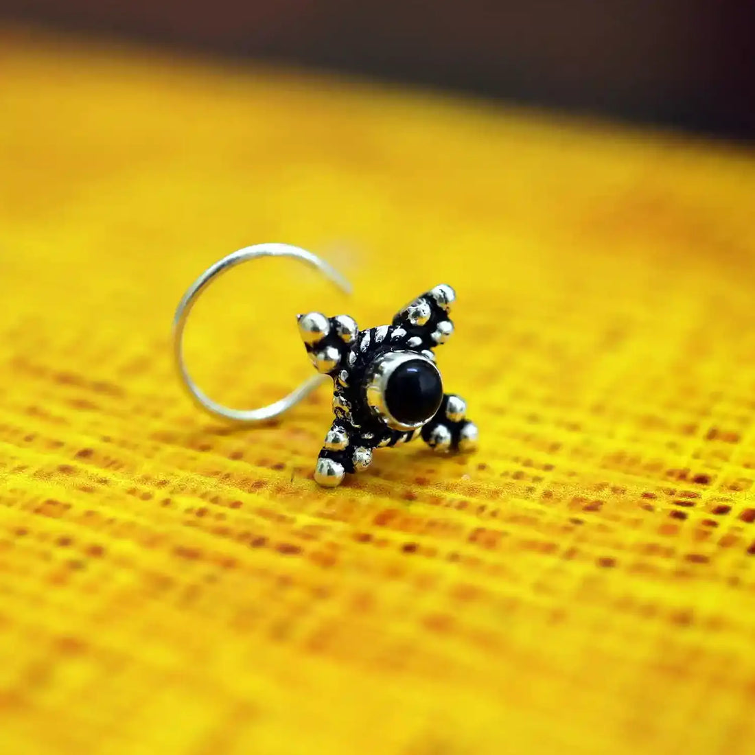 Star Radiance Oxidised Silver Nose Pin- Made With Pure 925 Silver