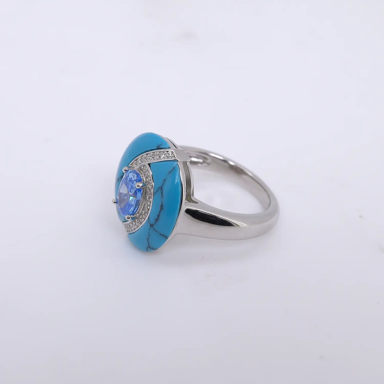 Elegant Turquoise Stone Sterling Silver Ring - Made With Pure 925 Silver