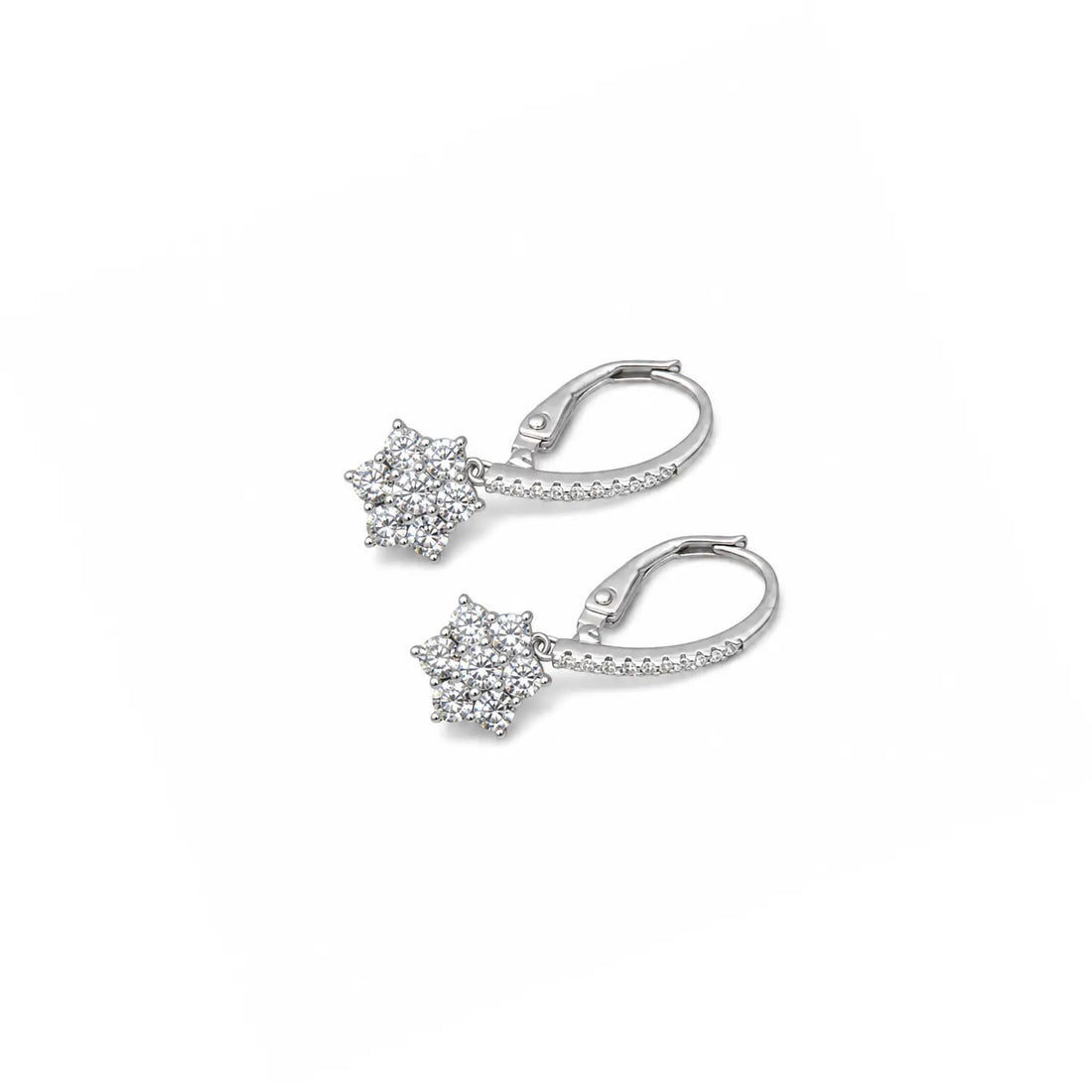 Elegant Floral CZ Drop Earrings - Made With Pure 925 Silver