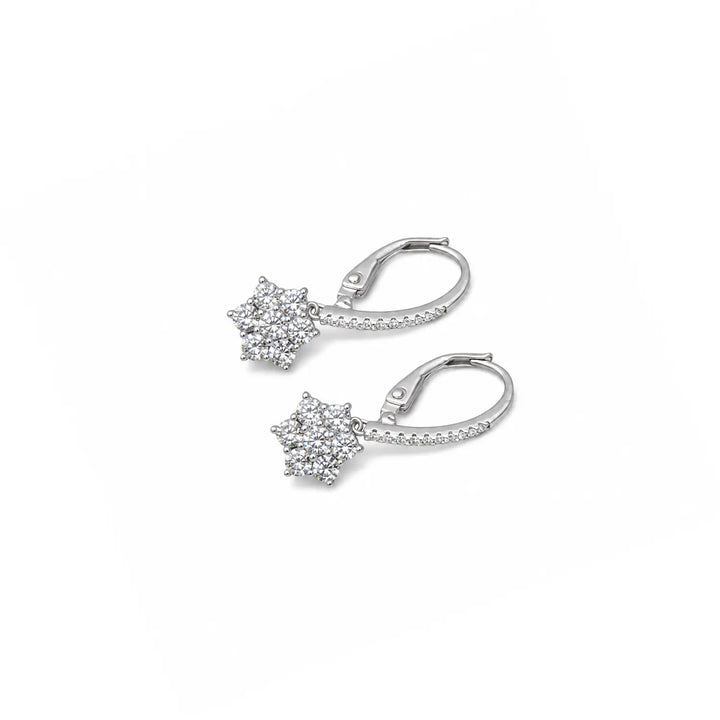 Elegant Floral CZ Drop Earrings - Made With Pure 925 Silver
