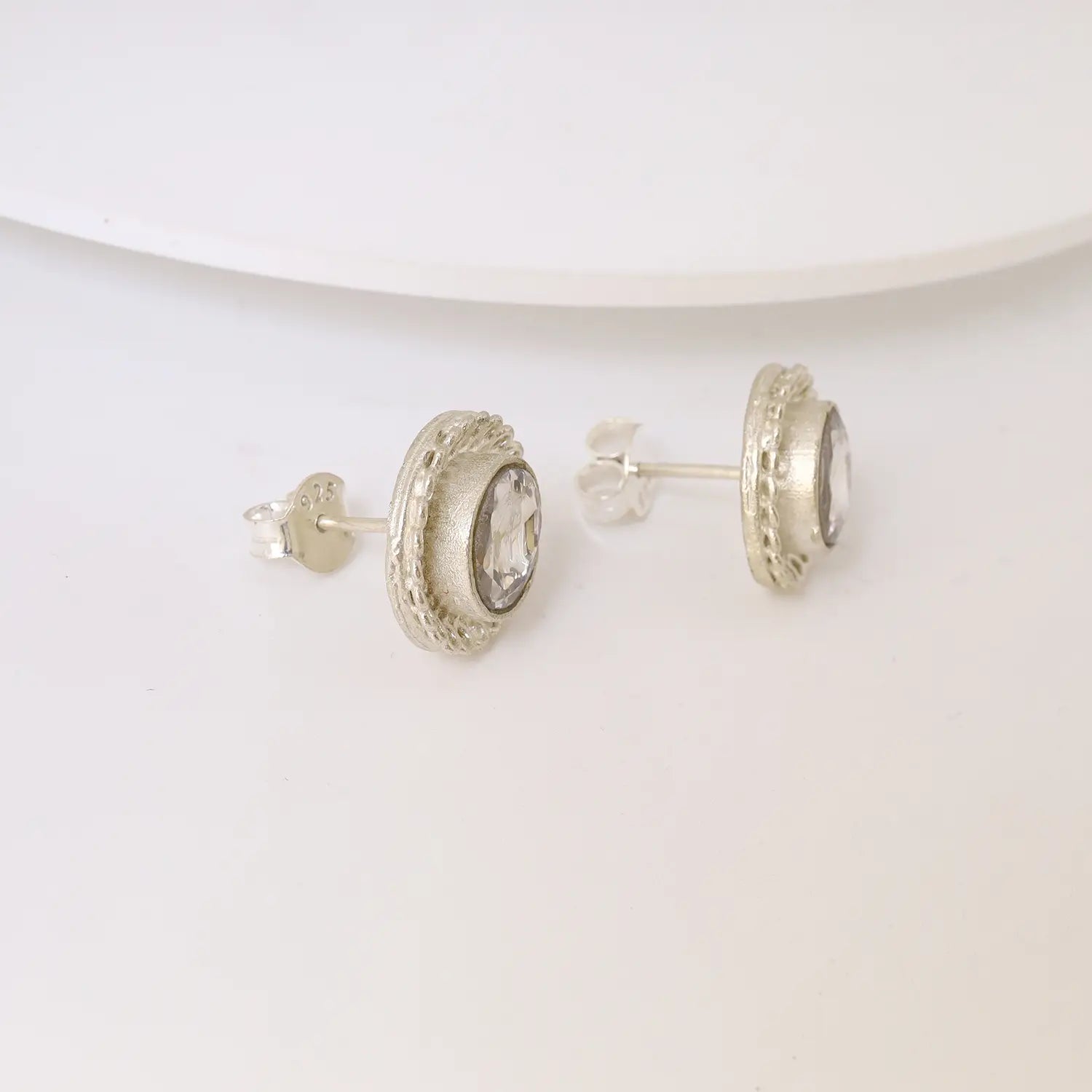 Elegant Crystal Halo Sterling Silver Stud Earrings - Made With Pure 925 Silver