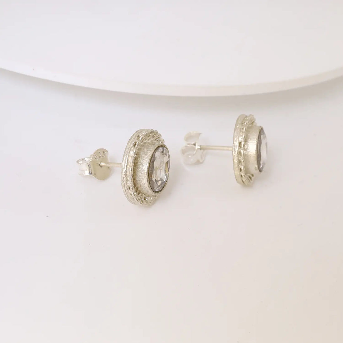 Elegant Crystal Halo Sterling Silver Stud Earrings - Made With Pure 925 Silver