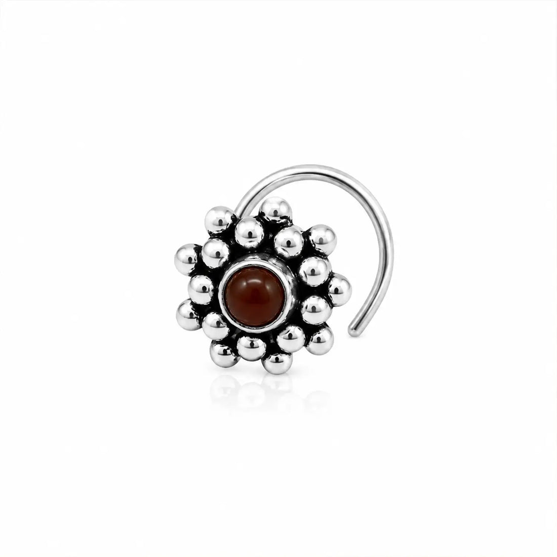 Midnight Bloom Oxidised Silver Nose Pin- Made With Pure 925 Silver