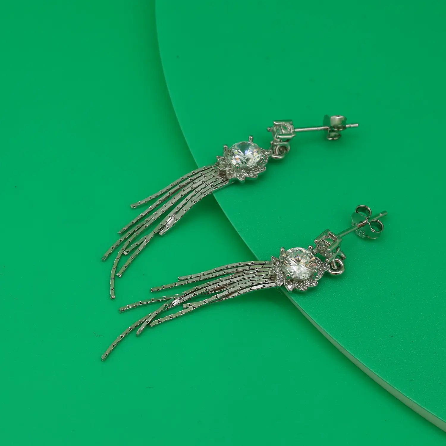 Elegant Crystal Cascade Silver Earrings - Made With Pure 925 Silver
