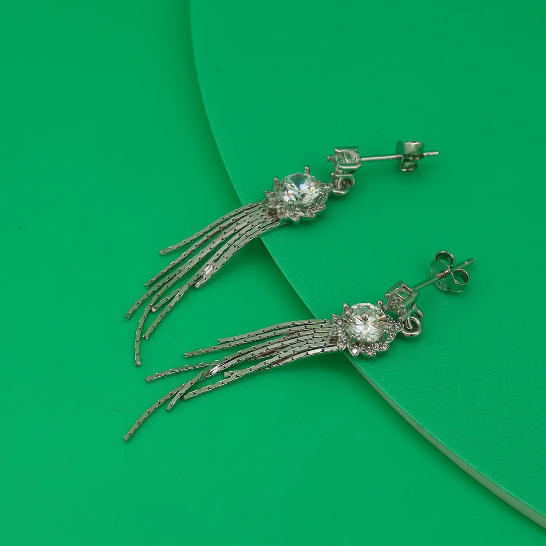 Elegant Crystal Cascade Silver Earrings - Made With Pure 925 Silver