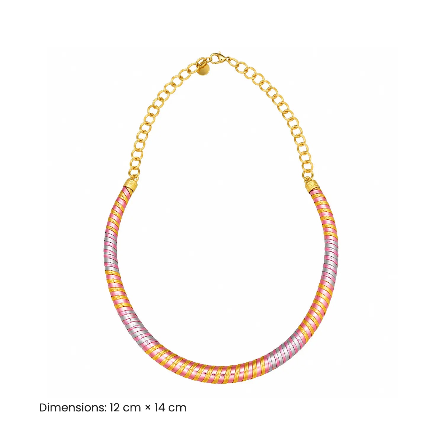 Pink & Gold Spiral Design Silver Necklace - Made With Pure 925 Silver