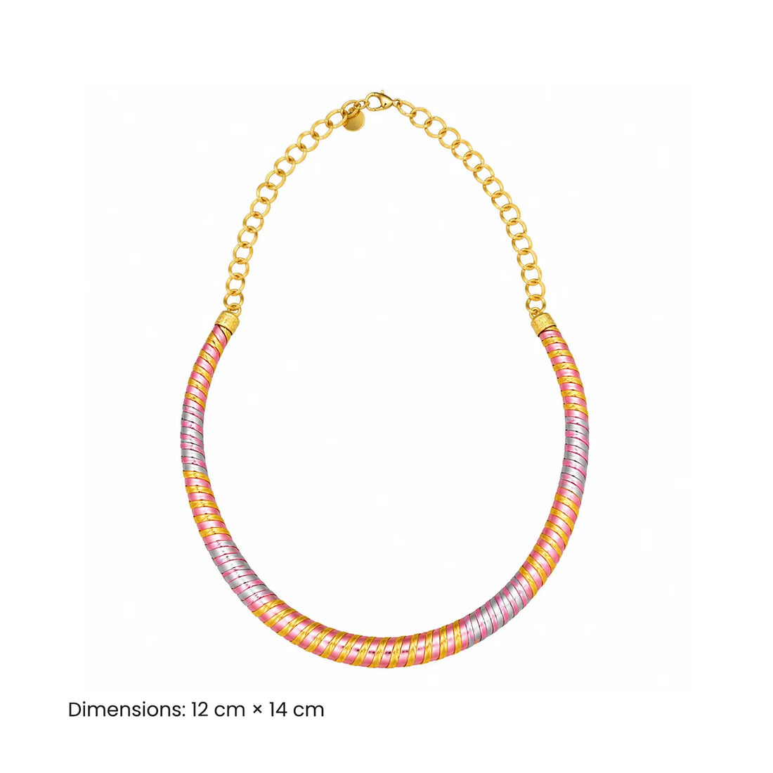 Pink & Gold Spiral Design Silver Necklace - Made With Pure 925 Silver