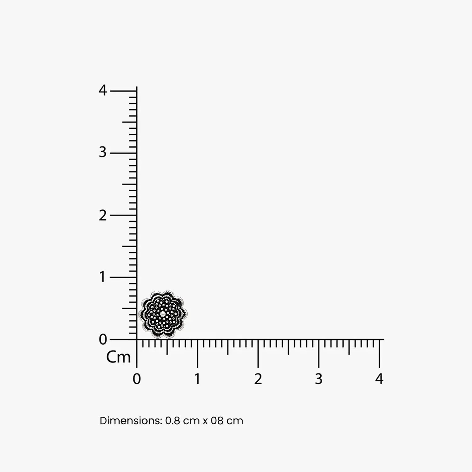 Black Enamel Floral Silver Stud Earrings - Made With Pure 925 Silver