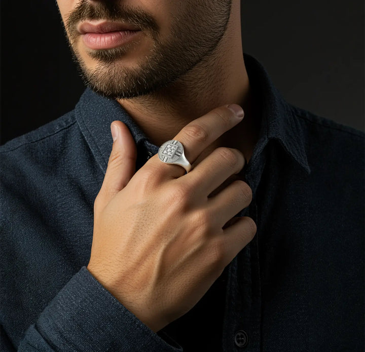 Pure Silver Round Cluster Statement Ring - Made With Pure 925 Silver