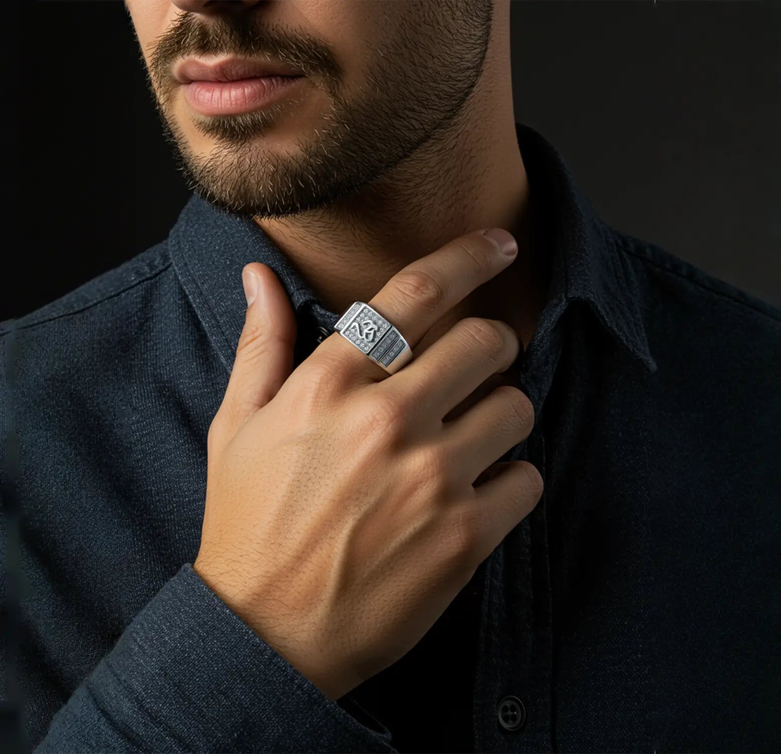 Pure Silver Om Rectangle Band Ring - Made With Pure 925 Silver