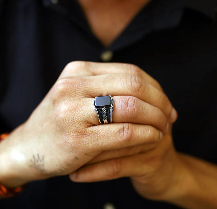 Black Onyx Gemstone Silver Ring - Made With Pure 925 Silver