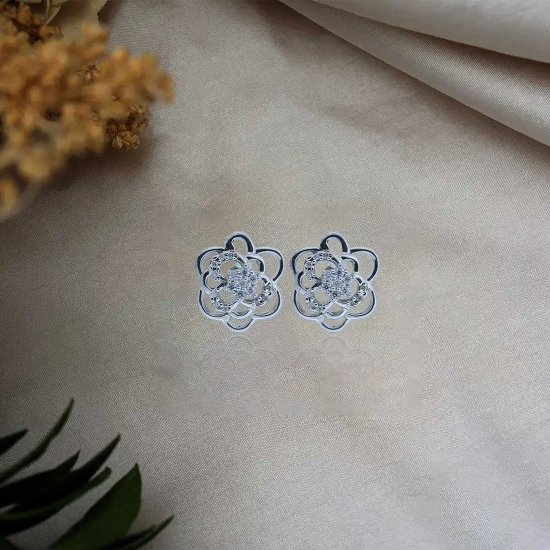 Silver Floral Statement Earring- Made With Pure 925 Silver