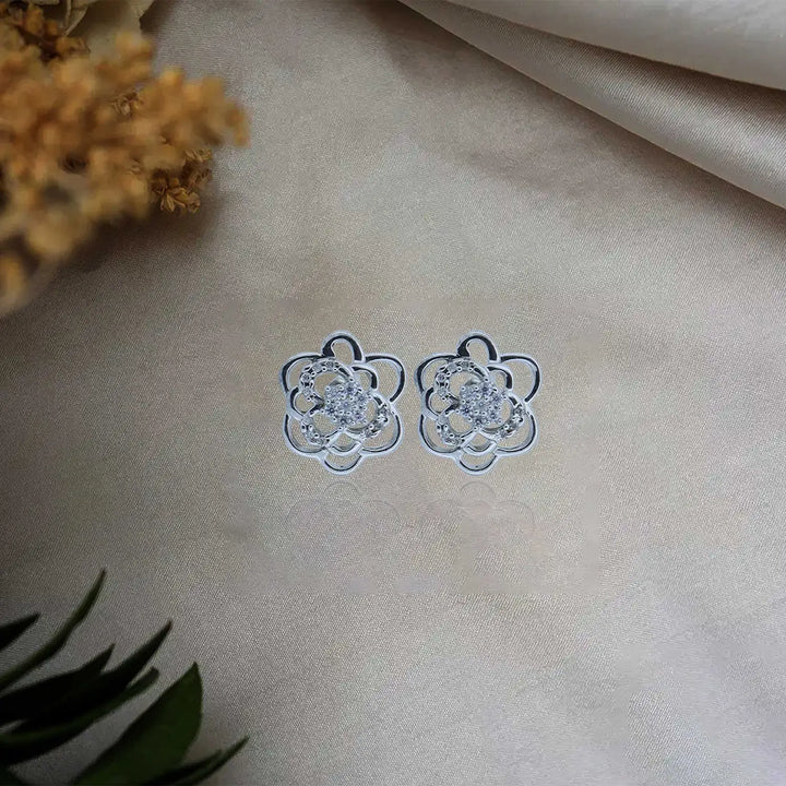 Silver Floral Statement Earring- Made With Pure 925 Silver