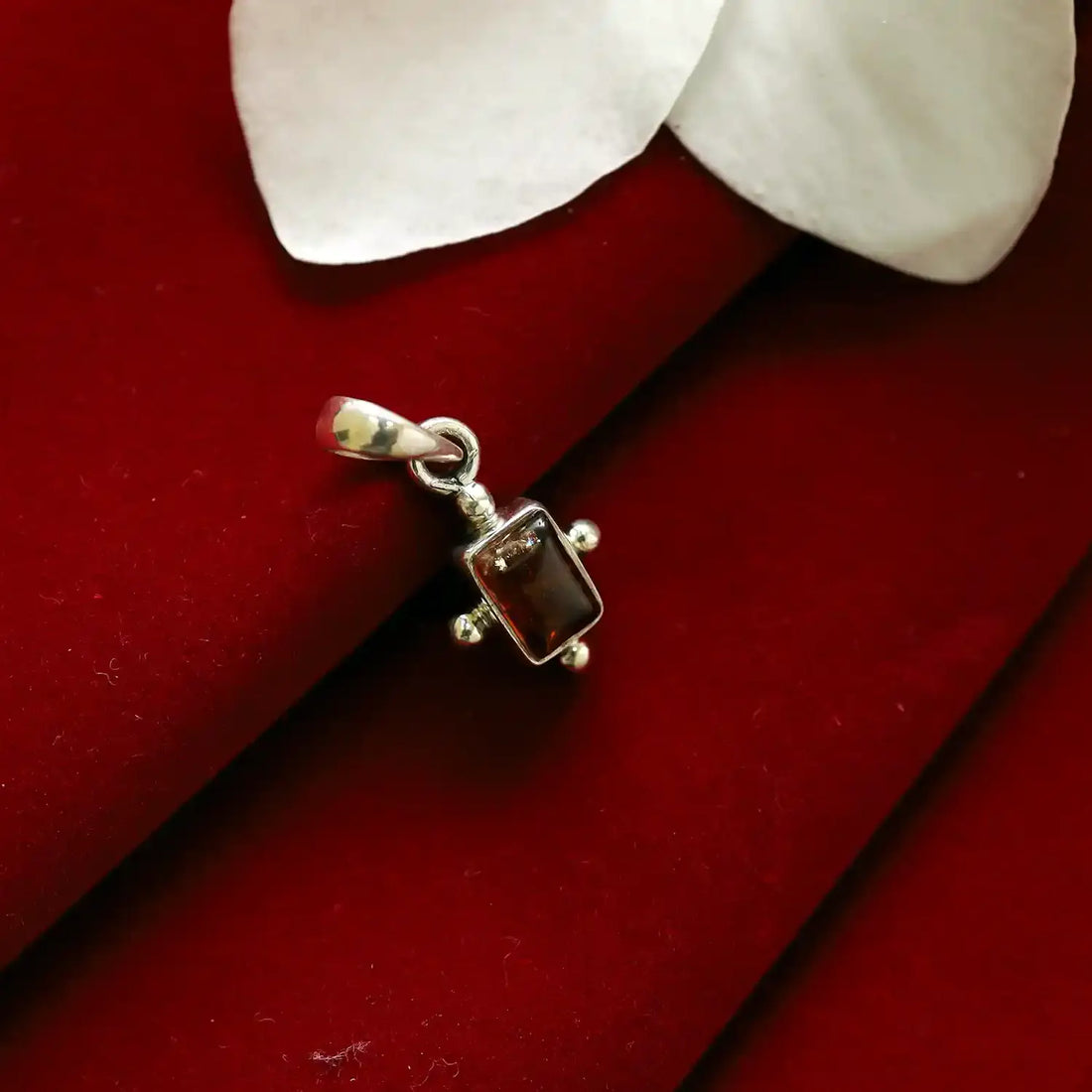 Pure Silver Garnet Charm Pendant- Made With Pure 925 Silver