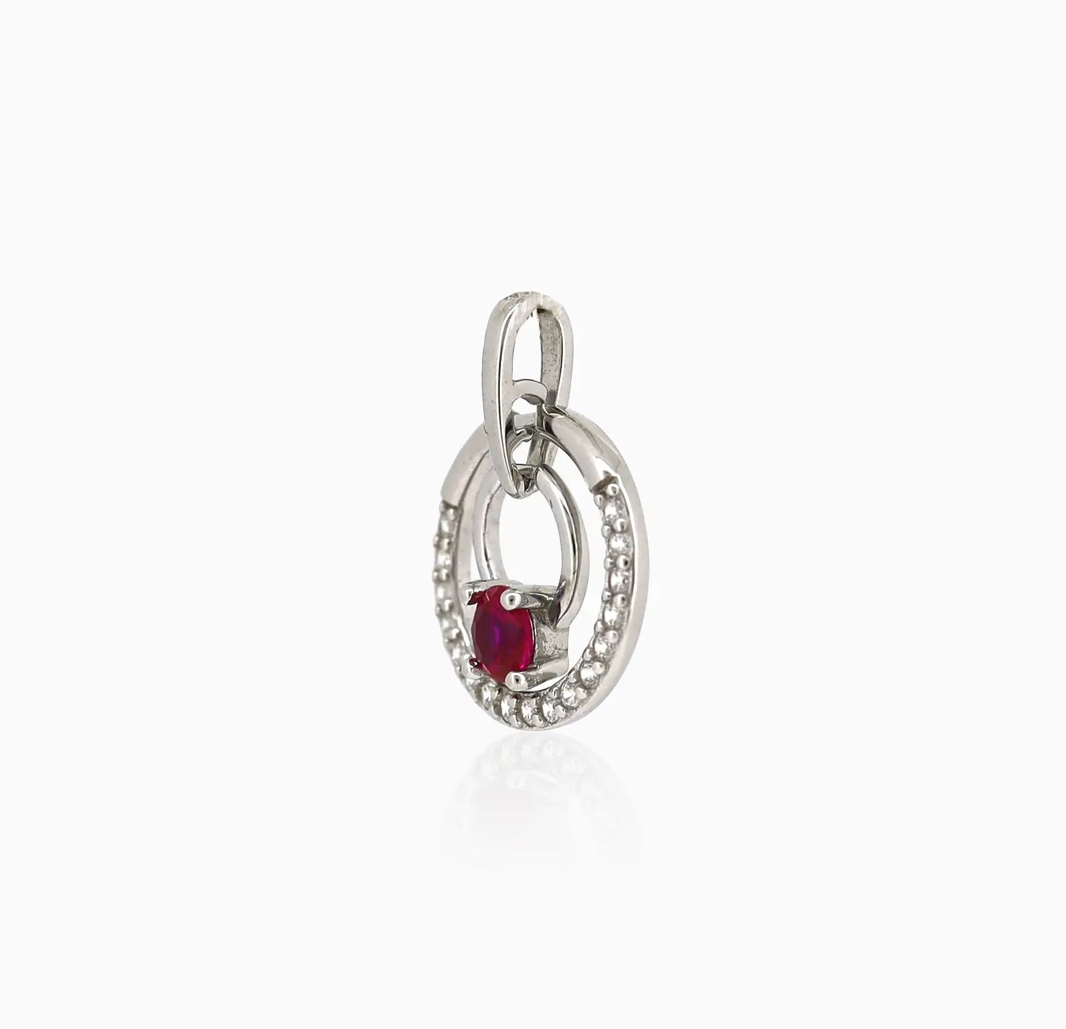 Rose Gold Ruby Circle Silver Pendant - Made With 925 Pure Silver