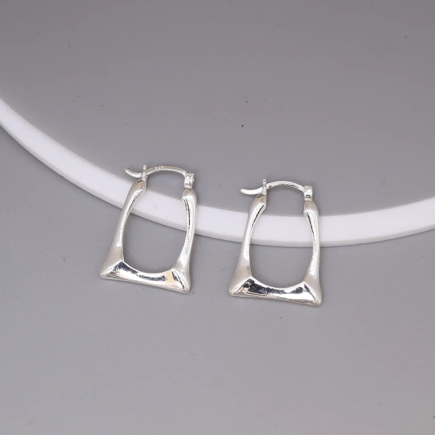 Elegant Geometric 925 Silver Hoop Earrings for Women - Made With Pure 925 Silver