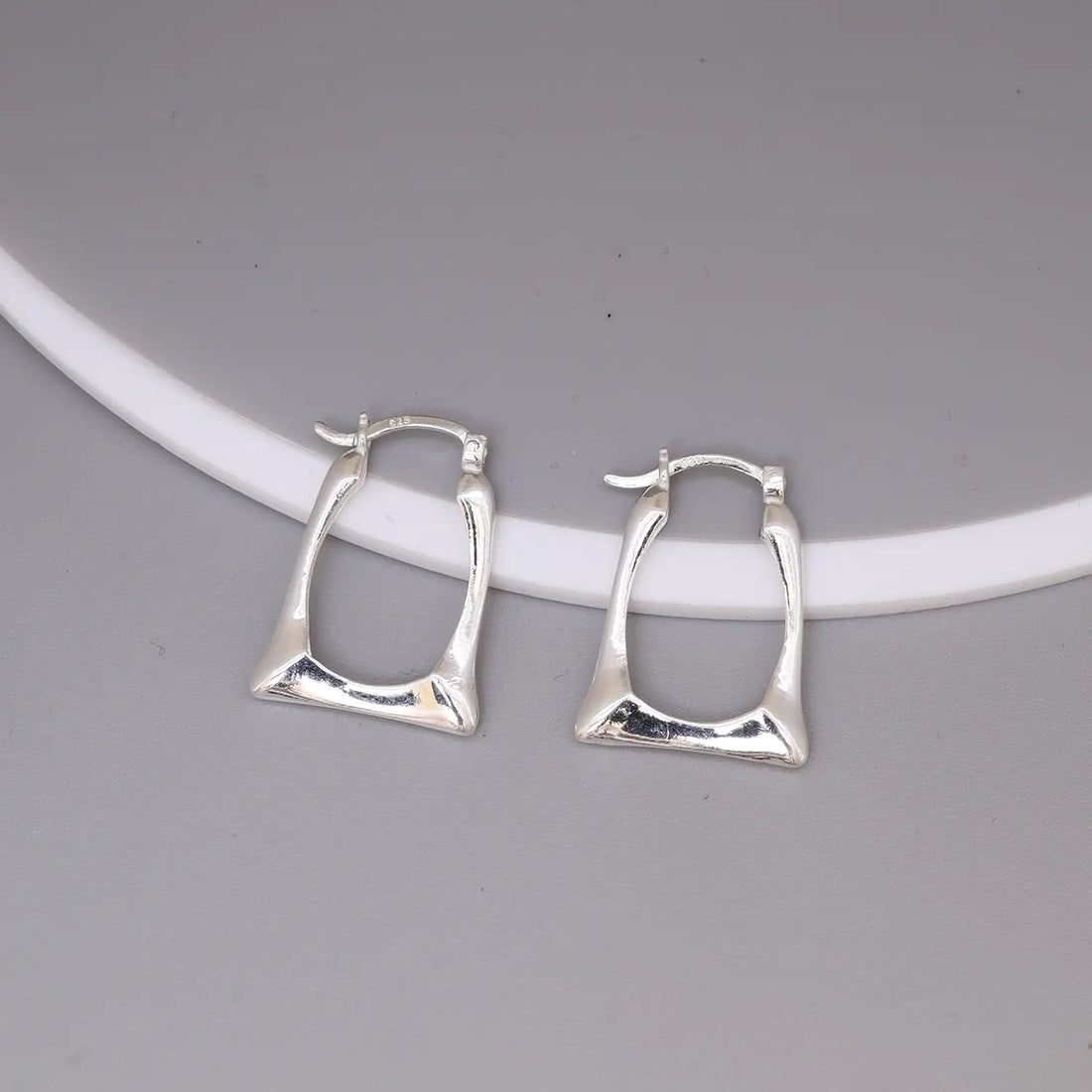 Elegant Geometric 925 Silver Hoop Earrings for Women - Made With Pure 925 Silver