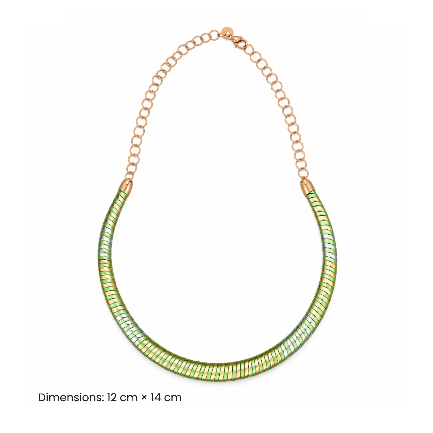Elegant Green & Gold Spiral Design Silver Necklace - Made With Pure 925 Silver