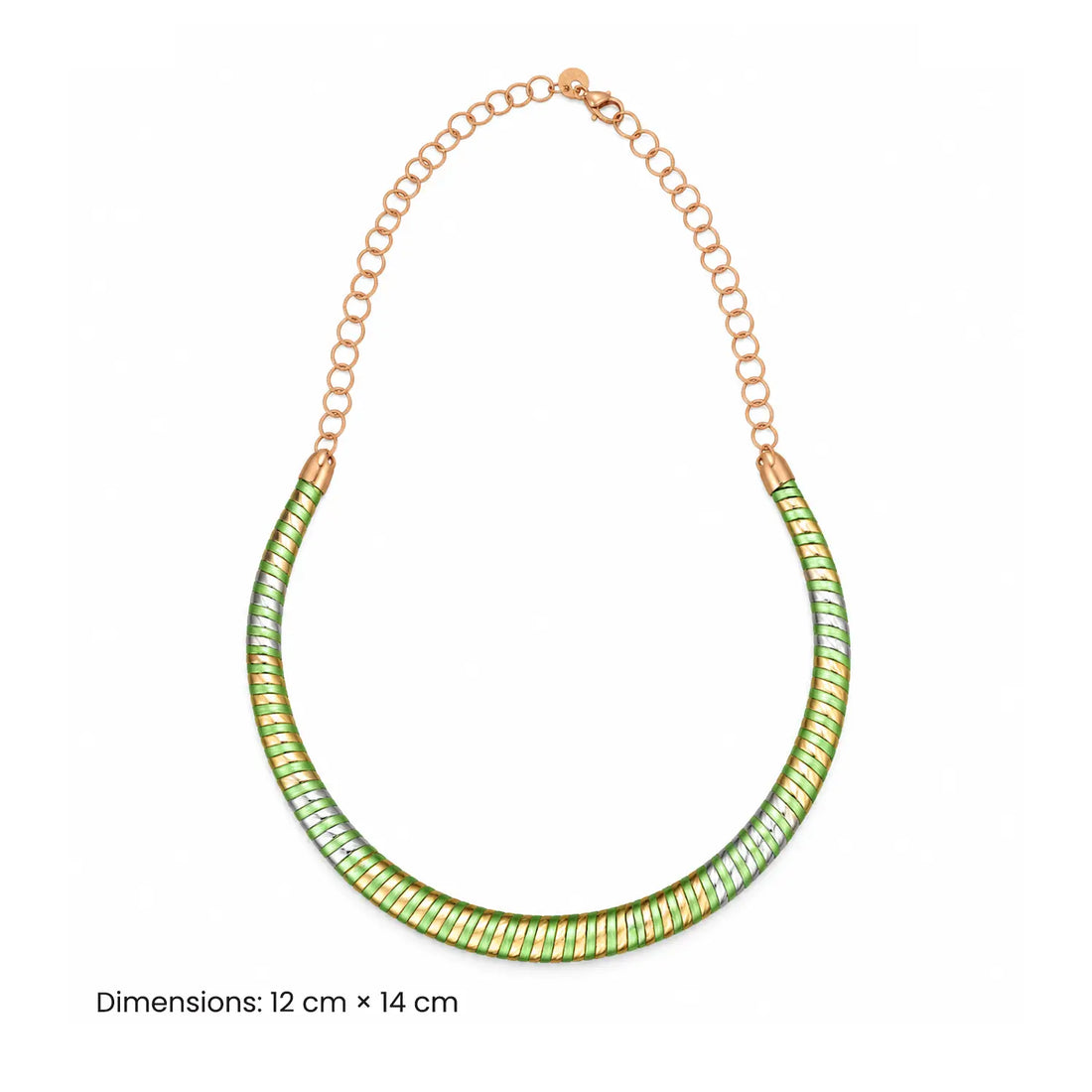 Elegant Green & Gold Spiral Design Silver Necklace - Made With Pure 925 Silver