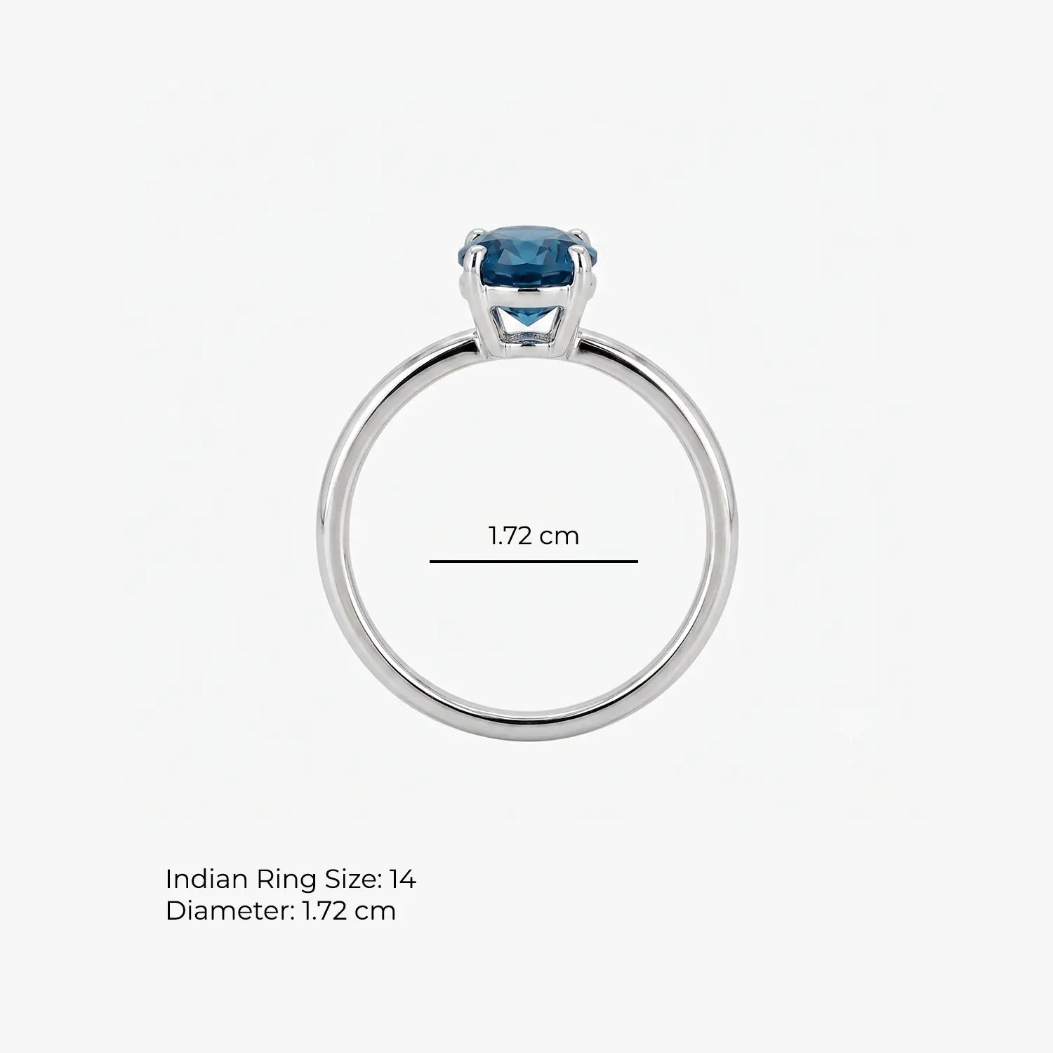 Blue Emerald-Cut Solitaire Silver Ring - Made With Pure 925 Silver