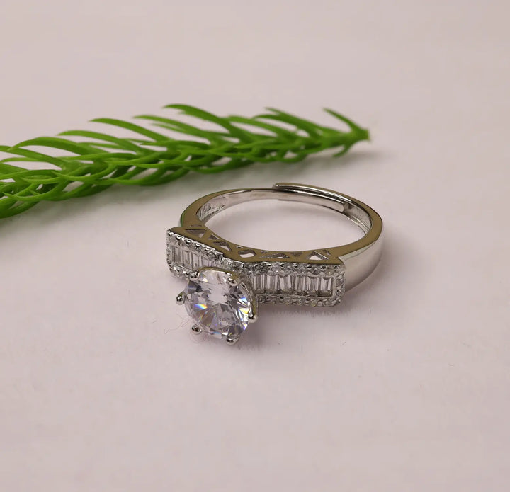 Radiant Solitaire Elegance Silver Ring - Made With Pure 925 Silver
