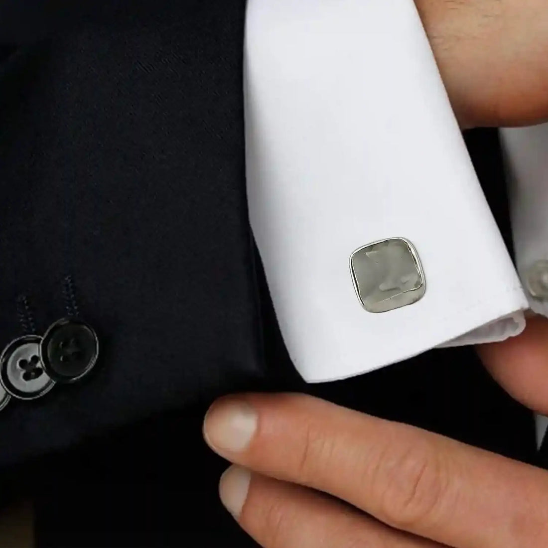 Minimalist Pure Silver Square Cufflinks for Men  - Made With Pure 925 Silver