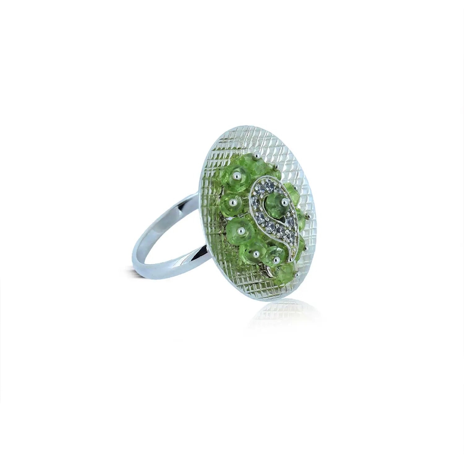 Silver Ring with Green Stone - Made With Pure 925 Silver