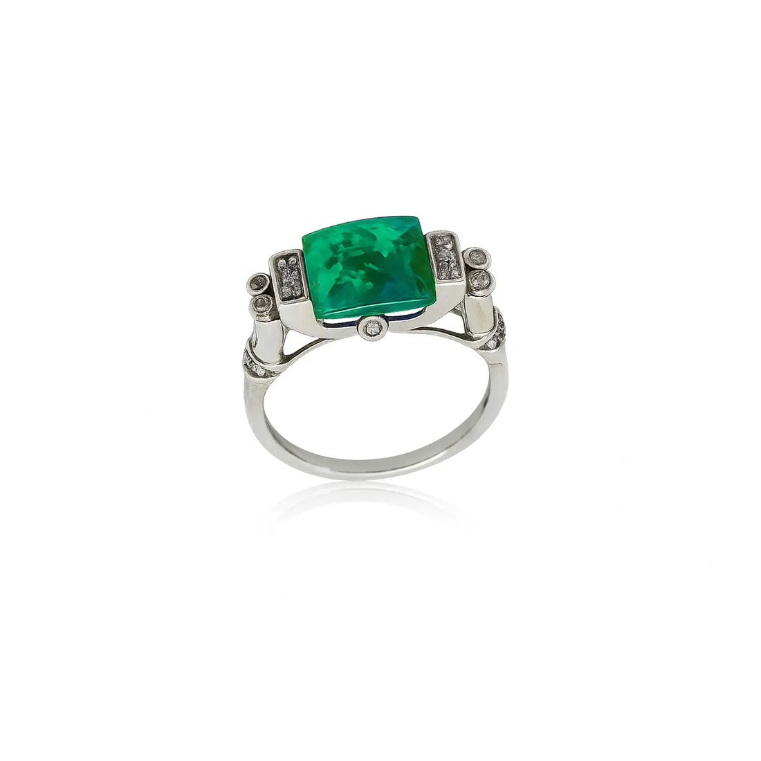 Pure Silver Ring with Green Stone- Made With Pure 925 Silver