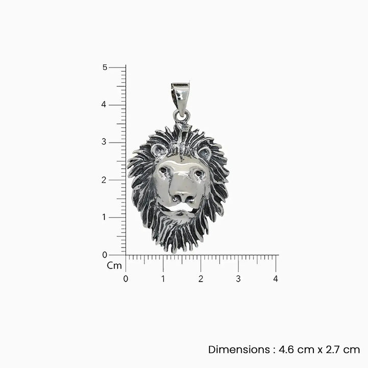 Pure Silver Lion Head Pendant- Made With Pure 925 Silver