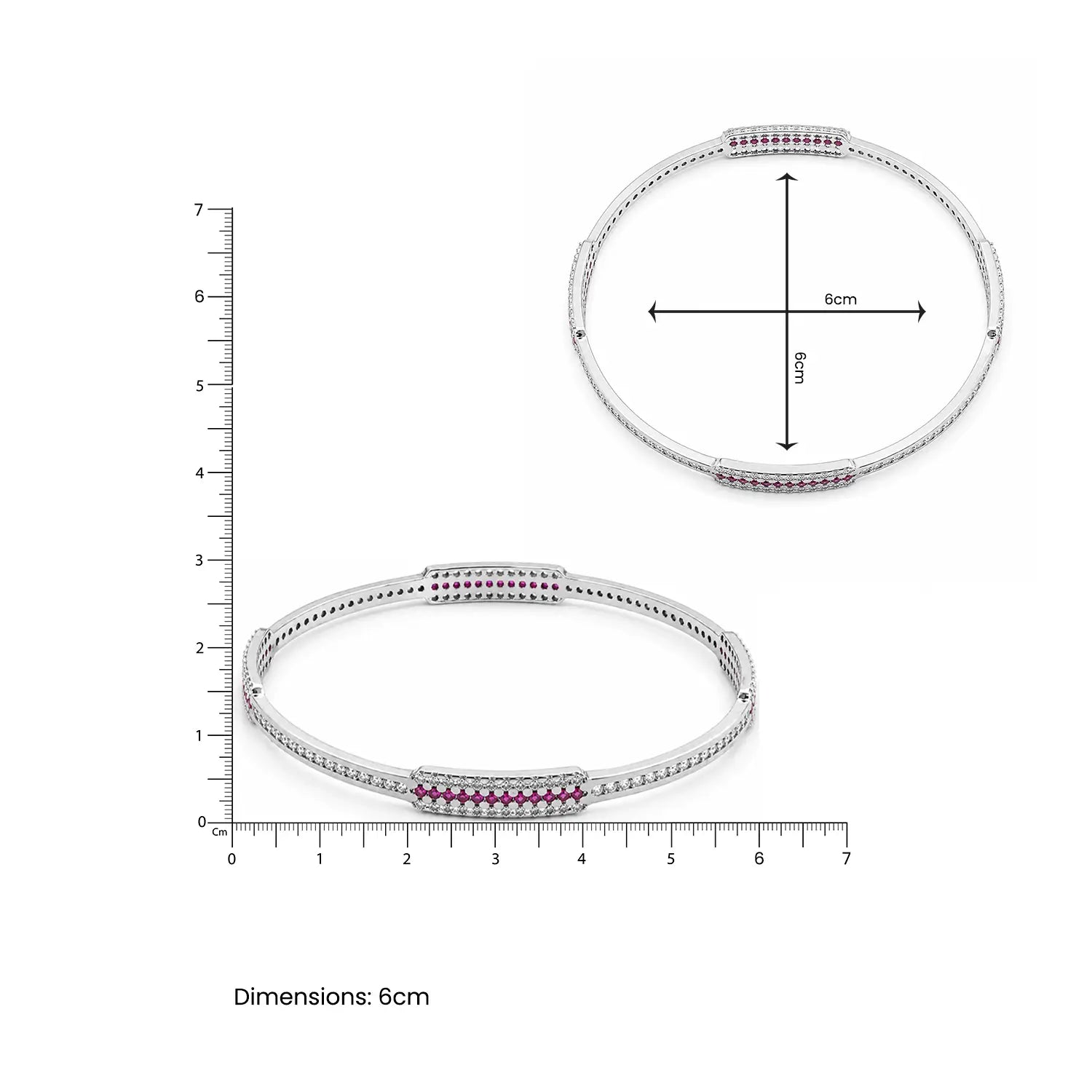 Ruby Accent Elegant Silver Bangles - Made With Pure 925 Silver