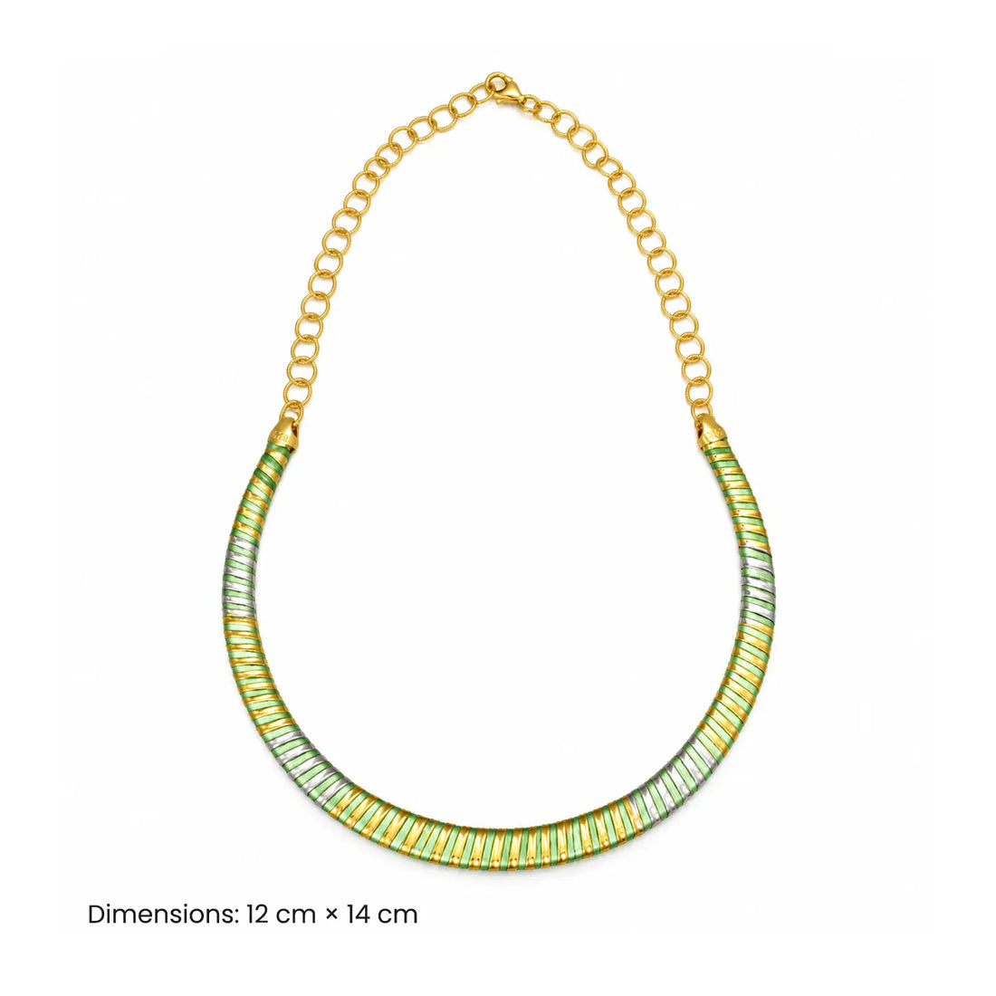 Elegant Green & Gold Spiral Design Silver Necklace - Made With Pure 925 Silver