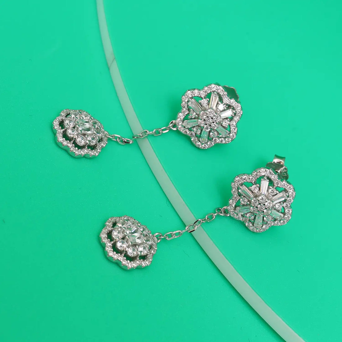 Elegant Floral Drop Silver Earrings - Made With Pure 925 Silver