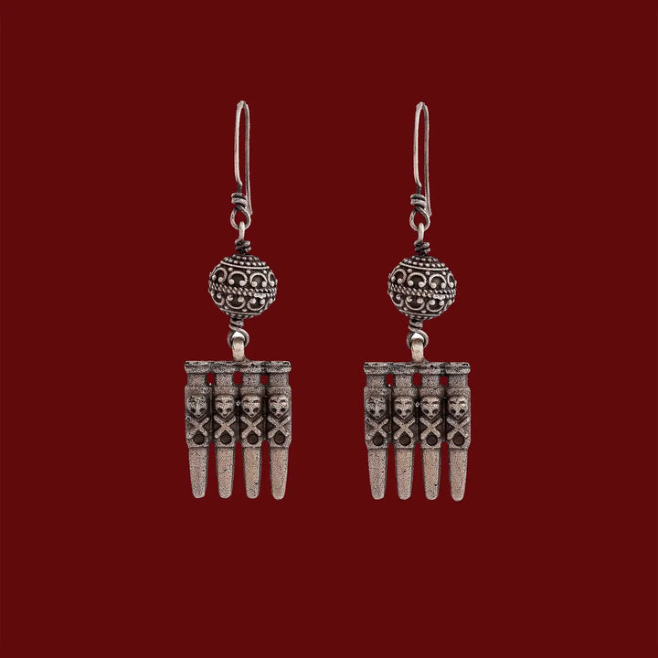 Silver Tribal Dangle Earrings- Made With Pure 925 Silver