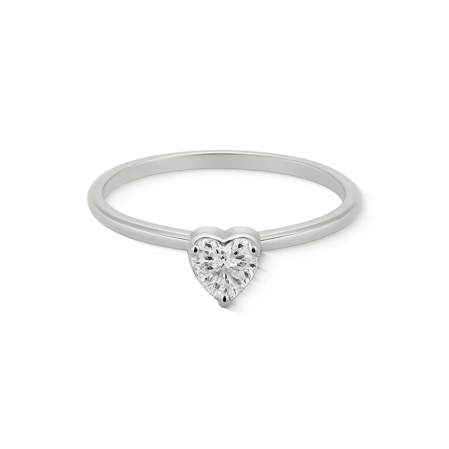 Pure Silver Heart-Shaped Solitaire Ring - Made With Pure 925 Silver