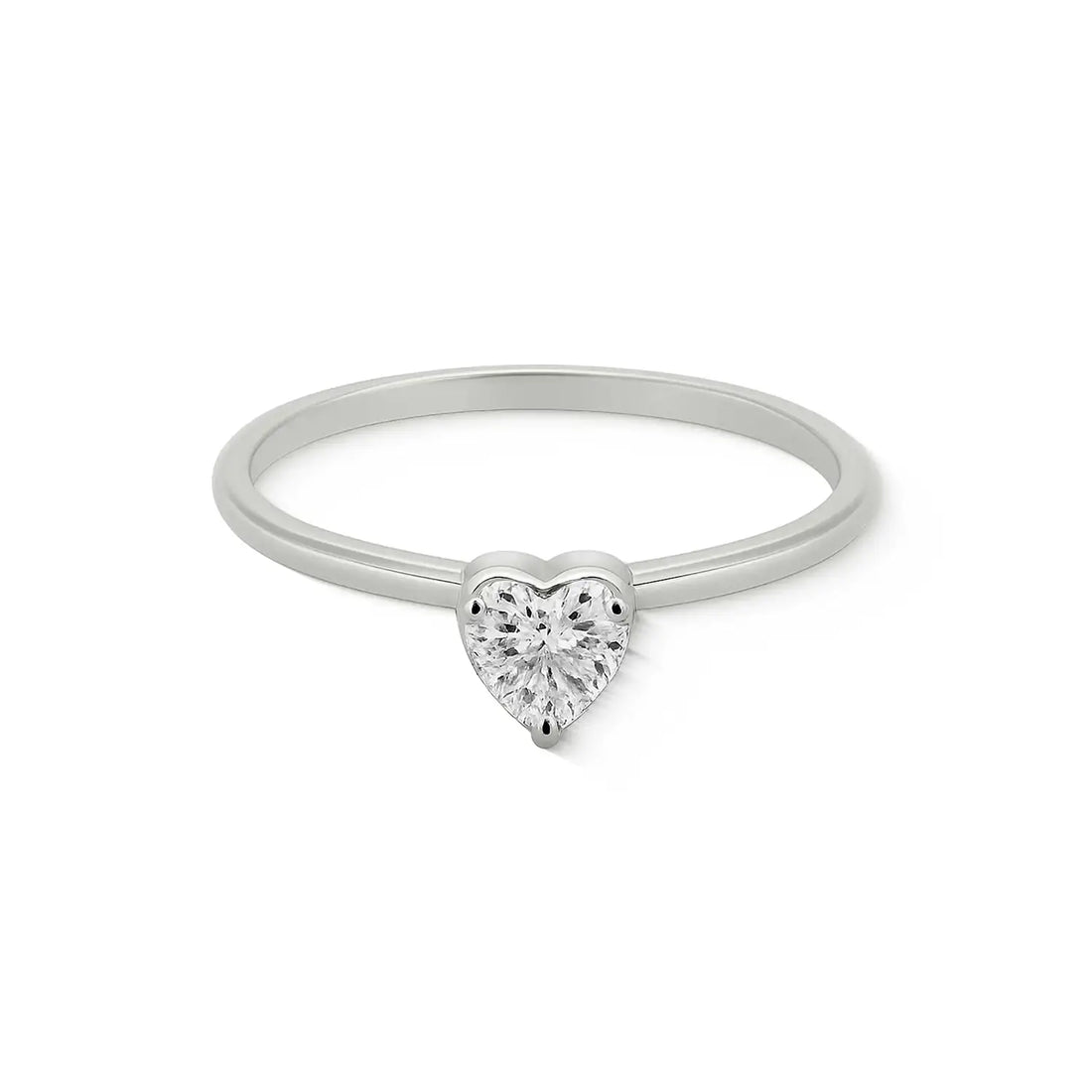 Pure Silver Heart-Shaped Solitaire Ring - Made With Pure 925 Silver