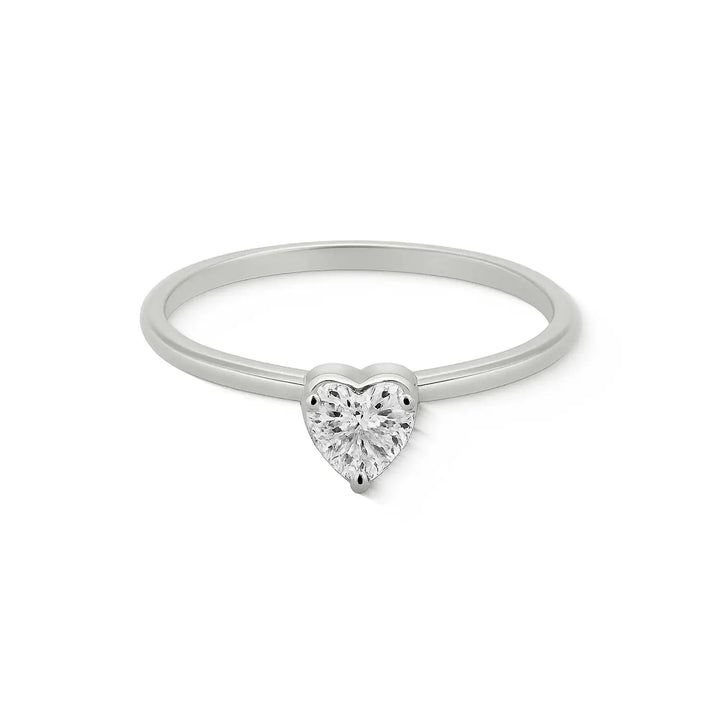 Pure Silver Heart-Shaped Solitaire Ring - Made With Pure 925 Silver