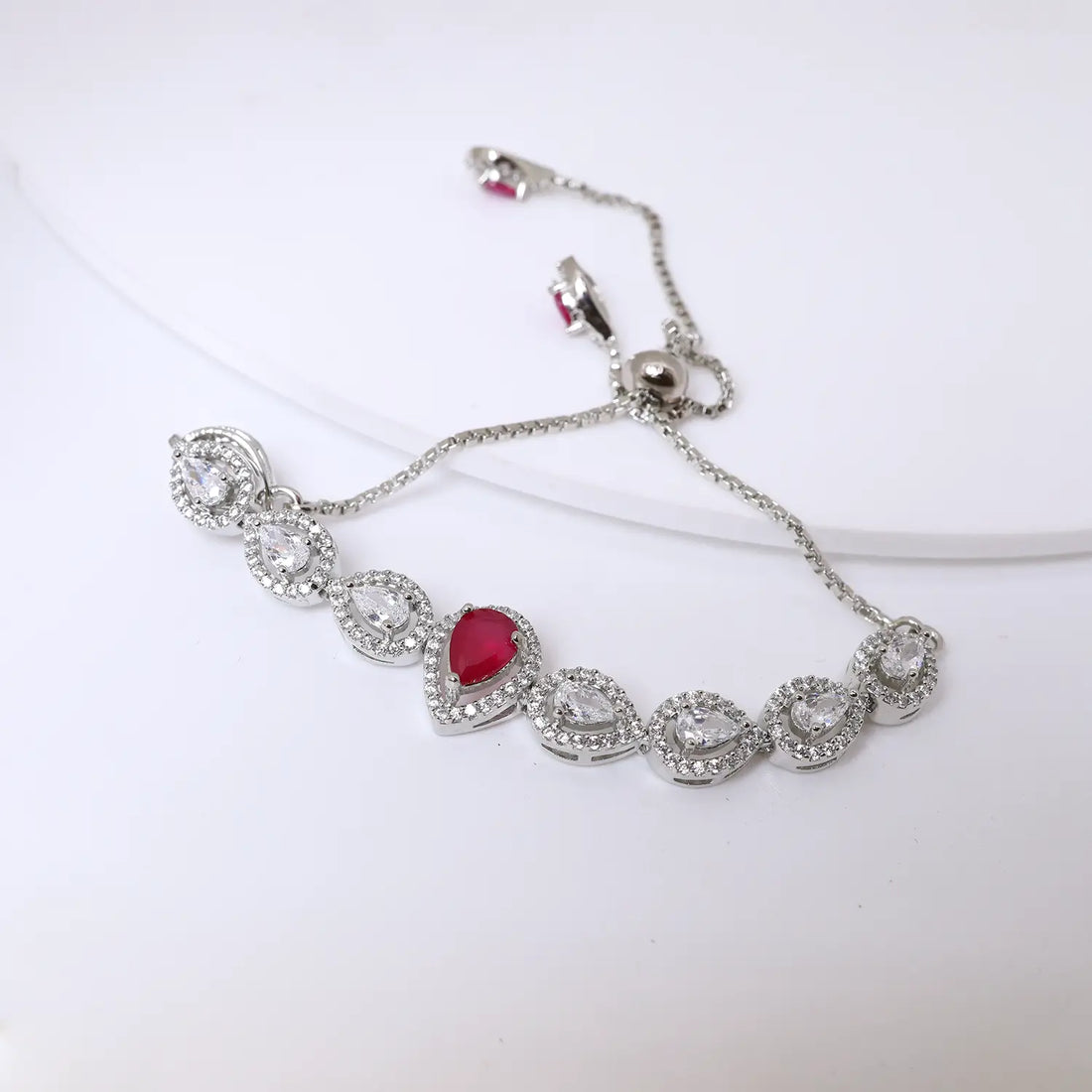 Royal Ruby Drop CZ Pure Silver Jewellery Set- Made With Pure 925 Silver